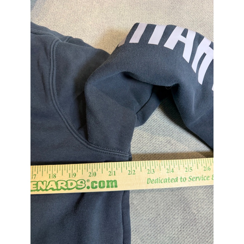 Carhartt Rain Defender Full Zip Hoodie Navy Blue Sleeve Logo Sweatshirt L 12/14 - Picture 5 of 6